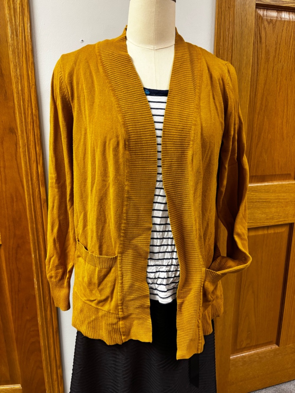 Cielo Open-Front Mustard Yellow Cardigan